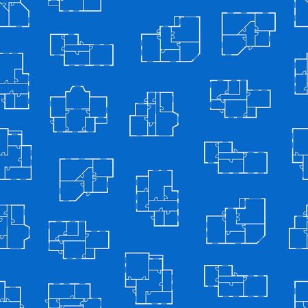 Apartment Plans Thin Line Seamless Pattern Background. Vectorのイラスト素材