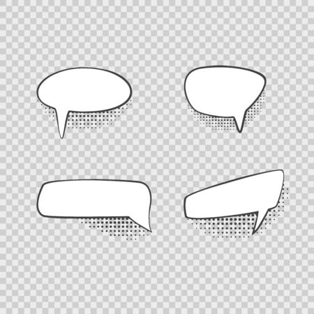 Comic Speech Bubbles Signs Black Thin Line Icon Set. Vectorのイラスト素材