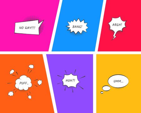 Comic Speech Bubbles Signs Thin Line Icon Set. Vectorのイラスト素材