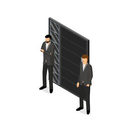 Color Characters People and Enter Concept 3d Isometric View. Vectorのイラスト素材