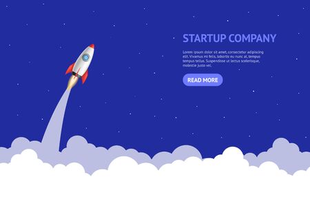 Realistic 3d Detailed Rocket Space Ship Card . Vectorのイラスト素材