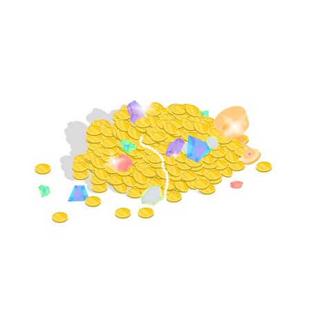 Golden Coin and Gem 3d Isometric View. Vectorのイラスト素材