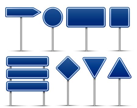 Realistic Detailed 3d Traffic Signs Set. Vectorのイラスト素材