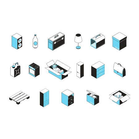 Moving to a New House Concept Icon Set. Vectorのイラスト素材