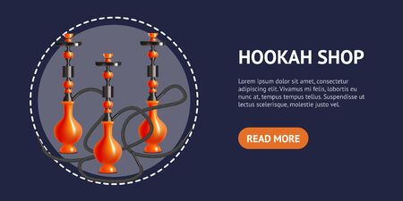 Realistic 3d Detailed Traditional Hookah with Smoking Pipe Ad Poster Card. Vector