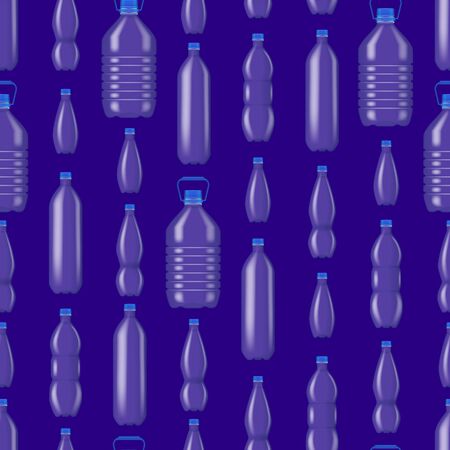 Realistic Detailed 3d Blank Plastic Bottles Seamless Pattern Background. Vectorのイラスト素材