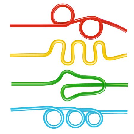 Realistic 3d Detailed Color Drinking Straws Set. Vectorのイラスト素材