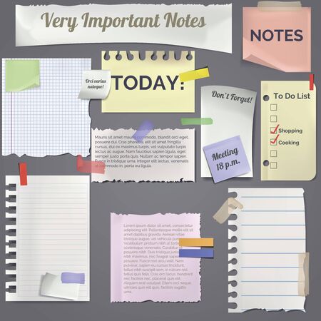 Color Paper Notes on Stickers Set. Vectorのイラスト素材