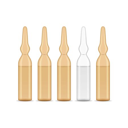 Realistic 3d Detailed Medicine Ampoule Row Set. Vectorのイラスト素材