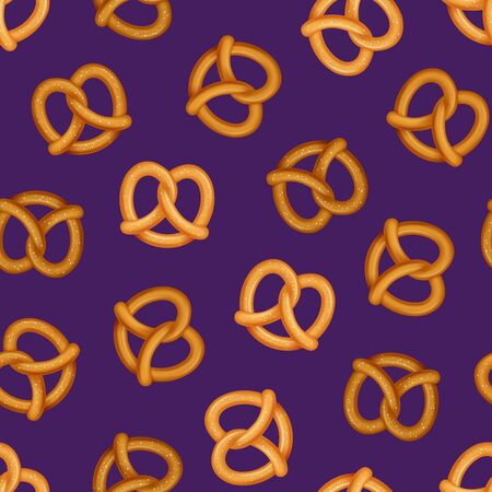 Realistic 3d Detailed Pretzel Traditional Bread Snack Seamless Pattern Background. Vectorのイラスト素材