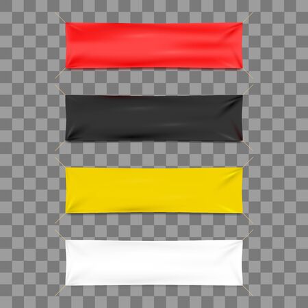 Realistic 3d Detailed Color Blank Textile Advertising Banner Template Mockup Set. Vectorのイラスト素材