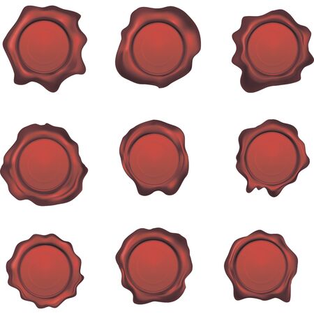 Realistic Detailed 3d Stamp Wax Seal Set. Vectorのイラスト素材