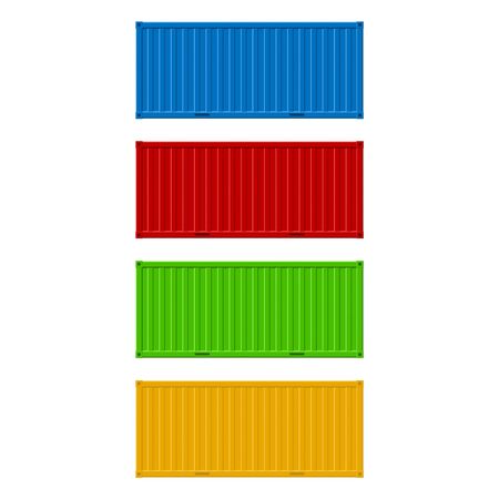 Realistic 3d Detailed Cargo Container Set. Vectorのイラスト素材