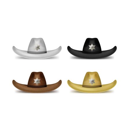 Realistic 3d Detailed Brown Sheriff Hat. Vectorのイラスト素材