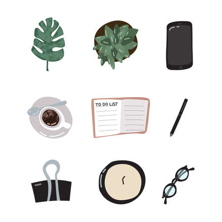 Cartoon To Do List or Planning Concept Set. Vectorのイラスト素材