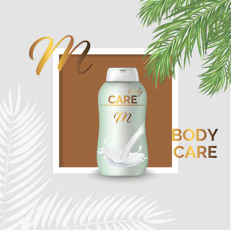 Realistic Detailed 3d Skin Body Care Product Moisturizing Effect Ads Banner Concept Poster Card. Vector illustrationのイラスト素材