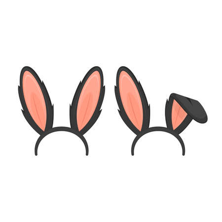 Black Easter Masks with Rabbit Ears Set. Vectorのイラスト素材