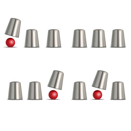 Realistic 3d Detailed Shell Game Set. Vectorのイラスト素材