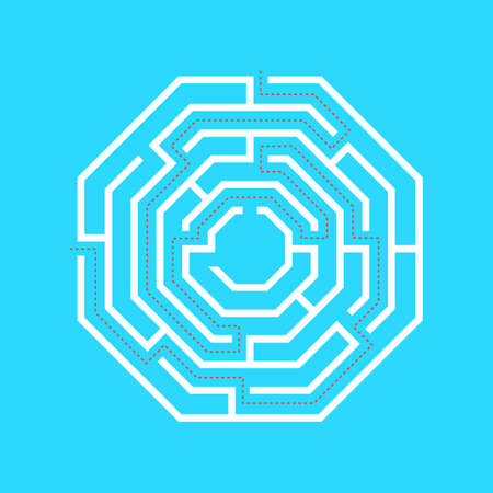 Maze Game Sign White Thin Line. Vectorのイラスト素材