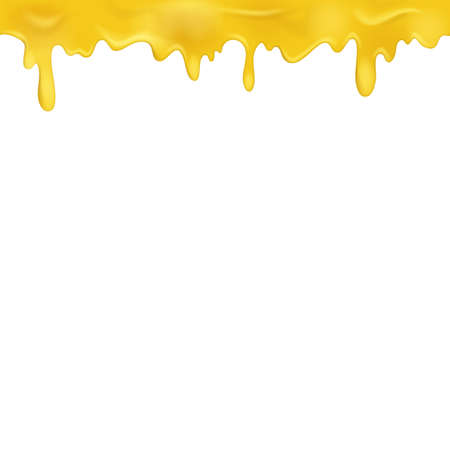 Realistic 3d Detailed Sweet Honey Frame Dripping Yellow Syrup. Vectorのイラスト素材