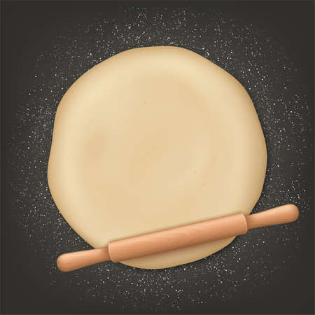 Realistic Detailed 3d Rolling Pin and Kneading Set. Vectorのイラスト素材