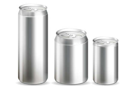 Realistic Detailed 3d Metal Cans Set. Vectorのイラスト素材