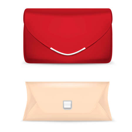 Realistic Detailed 3d Woman Classic Clutch Set. Vectorのイラスト素材