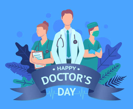 Cartoon Color International Doctors Day Concept Banner Poster Card. Vectorのイラスト素材