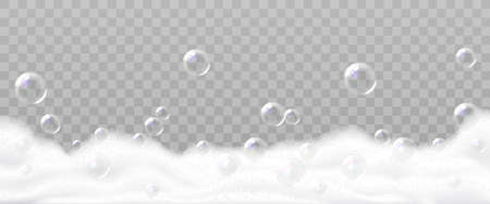 Realistic Detailed 3d White Foam Bubbles. Vectorのイラスト素材