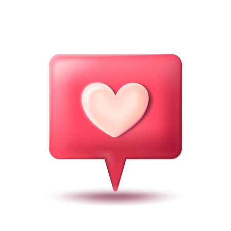 3d Like Notification with Heart Shape Cartoon Plasticine Style Social Media Button Success Concept. Vector illustrationのイラスト素材