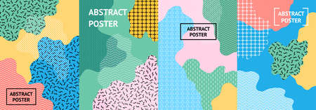 Color Abstract Shapes Concept Template Poster Flyer Banner Card Set Graphic Design Layout for Business. Vector illustrationのイラスト素材