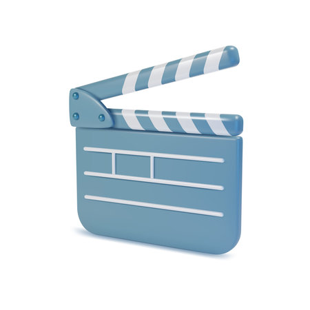 3d Cinema Clapper or Clapperboard Video Shooting Clapboard for Films and Movies Plasticine Cartoon Style. Vector illustrationのイラスト素材