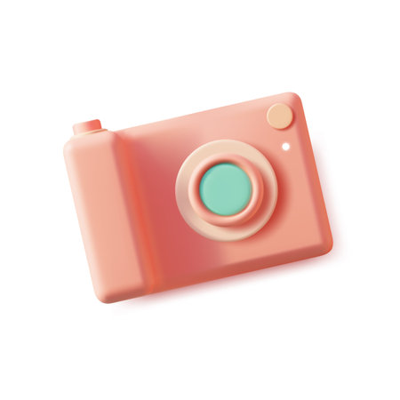3d Photo Camera Plasticine Cartoon Style Isolated on a White Background. Vector illustration of...