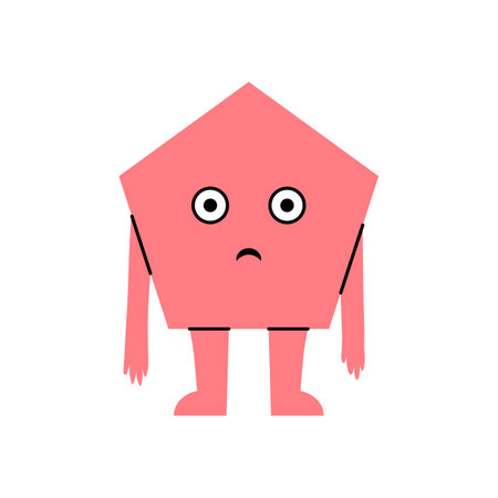 Cartoon Color Character Geometric Comic Pentagonal Creature Flat Design Style Isolated on a White Background. Vector illustrationのイラスト素材