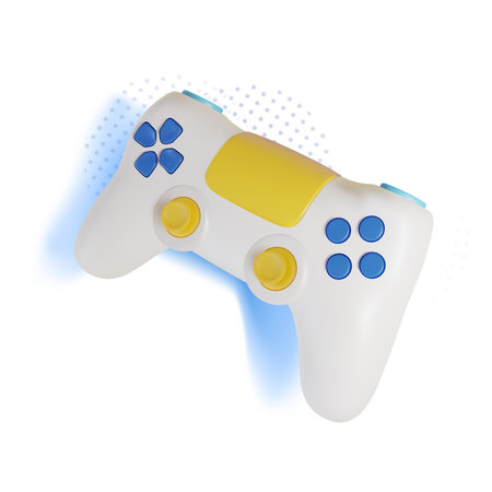 3d Game Joystick Plasticine Cartoon Style Isolated on a White Background. Vector illustration of...