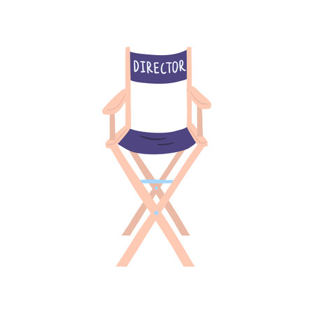 Cartoon Color Director Folding Chair Cinema Concept Flat Design Style Isolated on a White Background. Vector illustrationのイラスト素材