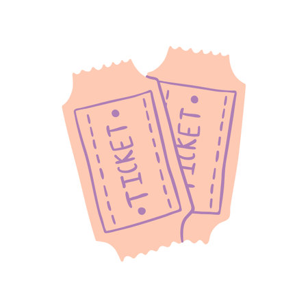 Cartoon Color Cinema Ticket Set Movie Concept Flat Design Style Isolated on a White Background....