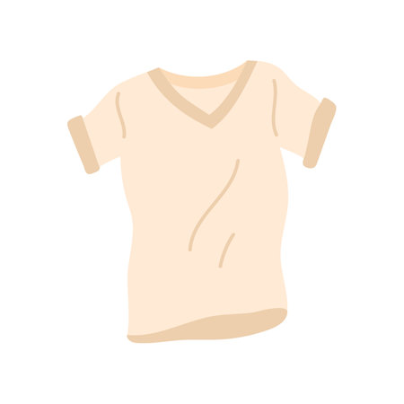 Cartoon Beige Summer Tshirt Vacation Concept Flat Design Style Isolated on a White Background. Vector illustrationのイラスト素材