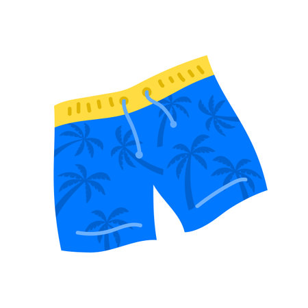 Cartoon Color Shorts with Palm Trees Print Summer Vacation Concept Flat Design Style Isolated on a White Background. Vector illustrationのイラスト素材