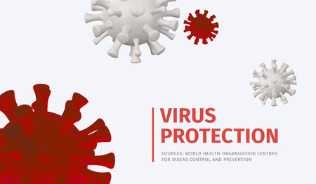 3d Virus Protection Ads Banner Concept Poster Card Plasticine Cartoon Style on a White. Vector illustrationのイラスト素材