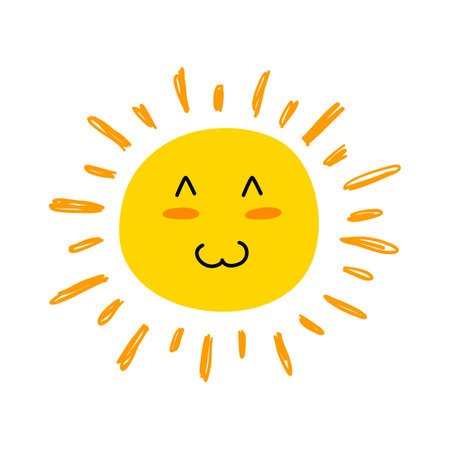 Cartoon Color Character Sun Icon Sunlight or Travel Concept Flat Design Style. Vector illustration of Mascot Starのイラスト素材