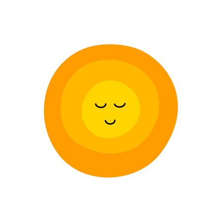 Cartoon Color Happy Character Sun Icon Sunlight Concept Flat Design Style. Vector illustration of Mascot Starのイラスト素材