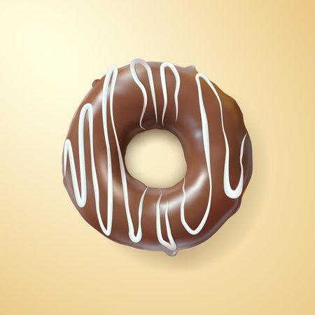 Realistic Detailed 3d Milk Chocolate Glazed Donut Dessert or Snack. Vector illustration of Doughnutのイラスト素材