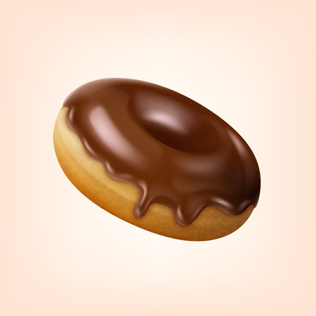 Realistic Detailed 3d Chocolate Glazed Donut. Vector illustration of Traditional Doughnut for Bakery Cafeのイラスト素材