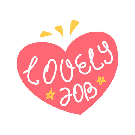 Cartoon Color Lovely Job Sticker Label Achievement Concept Flat Design Style Isolated on a White Background. Vector illustrationのイラスト素材