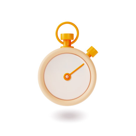 3d Stopwatch Health and Fitness Equipment Cartoon Style Isolated on a White Background Symbol of Deadline. Vector illustrationのイラスト素材