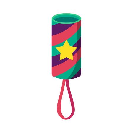 Cartoon Color Firecracker or Pyrotechnics Rocket Icon Flat Design Style Celebration Holiday Party Concept. Vector illustration of Confettiのイラスト素材