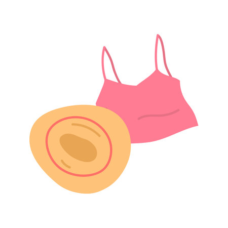 Cartoon Woman Hat and Crop Top Set Summer Vacation Concept Flat Design Style Isolated on a White Background. Vector illustrationのイラスト素材