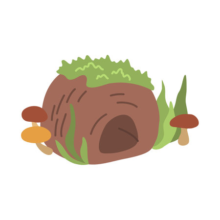 Cartoon Color Hedgehog Burrow in Forest Cute House Concept Flat Design Style. Vector illustration of Shelterのイラスト素材