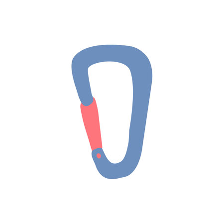 Cartoon Color Metal Carbine Safety Concept Flat Design Style Isolated Object on a White Background. Vector illustration of Climbing Equipmentのイラスト素材